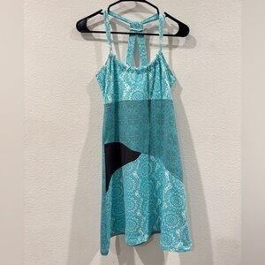 Lola by AFG Blue White Floral Patchwork A Line Sleeveless Athletic Dress Small